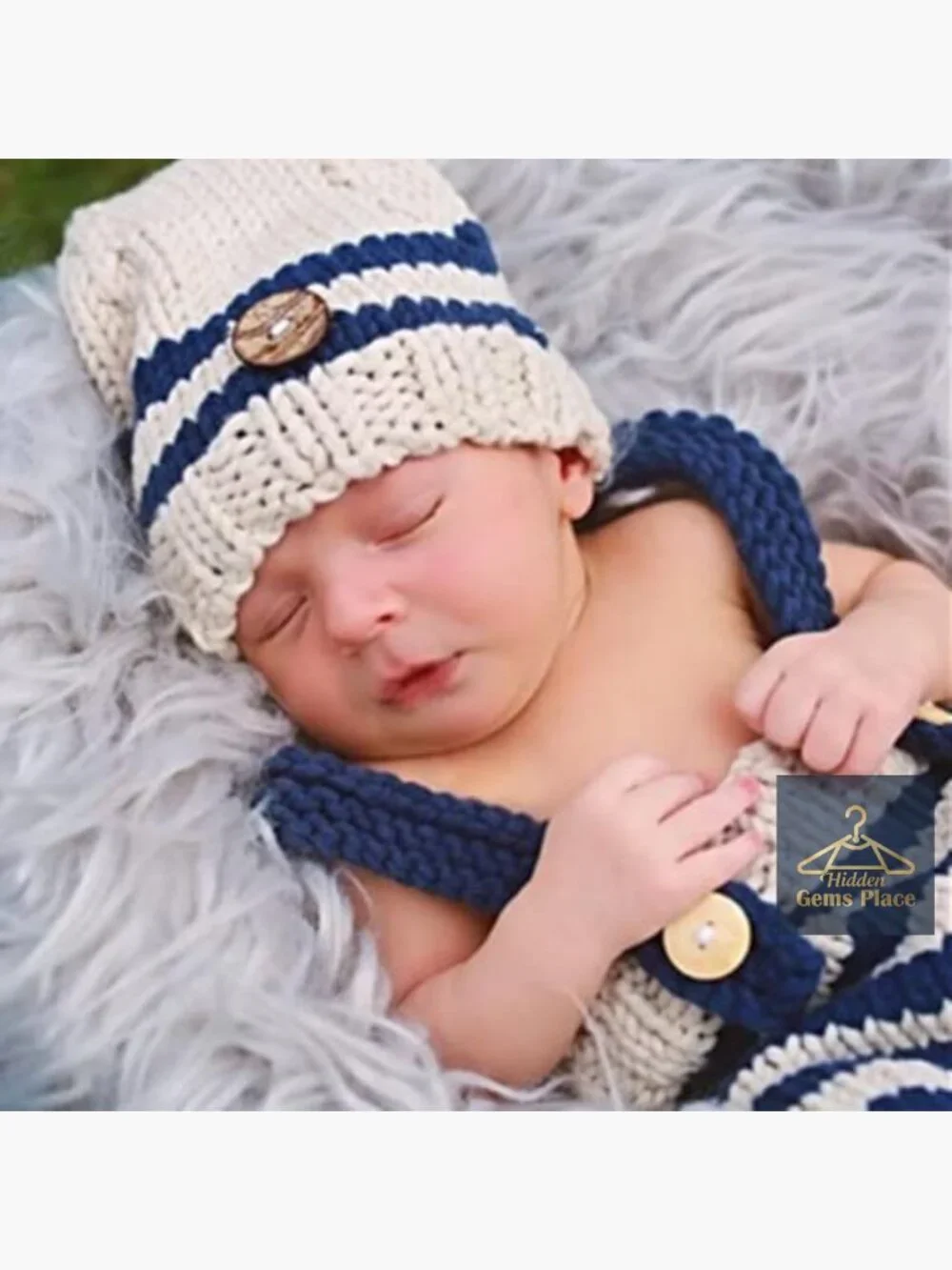 Newborn Baby Photography Props Hat & Pants Set Wool Unisex Costume